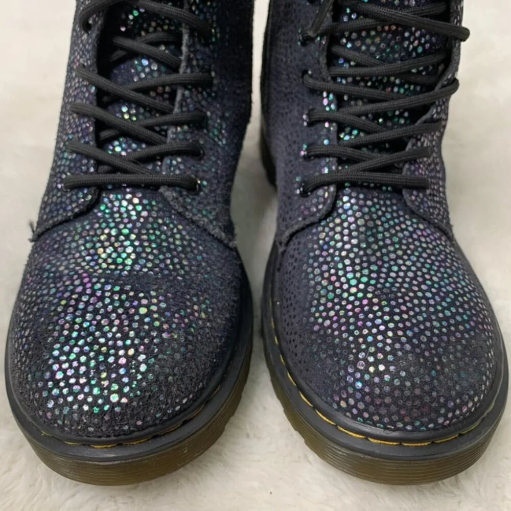 Dr. Martens 1460 Kids Black Iridescent Toddler Lace Up Boots Size 9